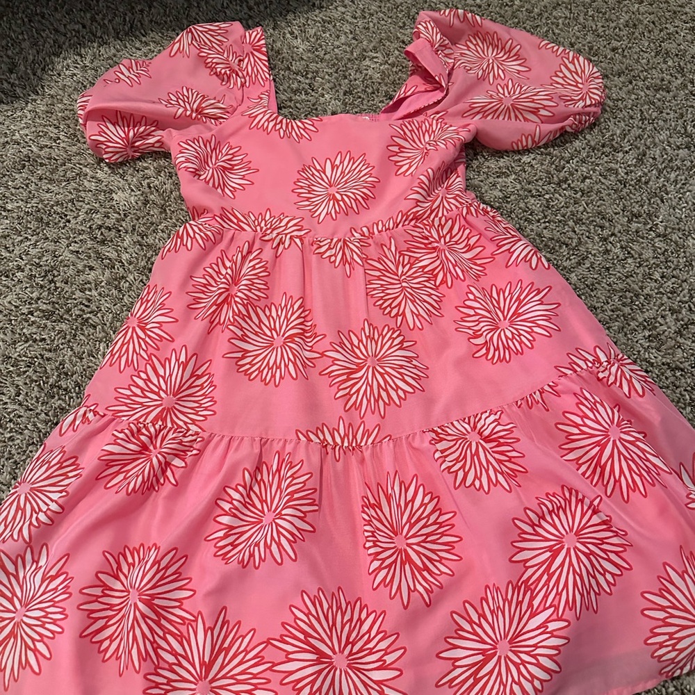 Elegant Pink Floral Women's Casual Dress